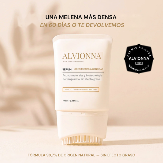 Sérum ALVIONNA — una melena más densa en 60 días o te devolvemos el dinero